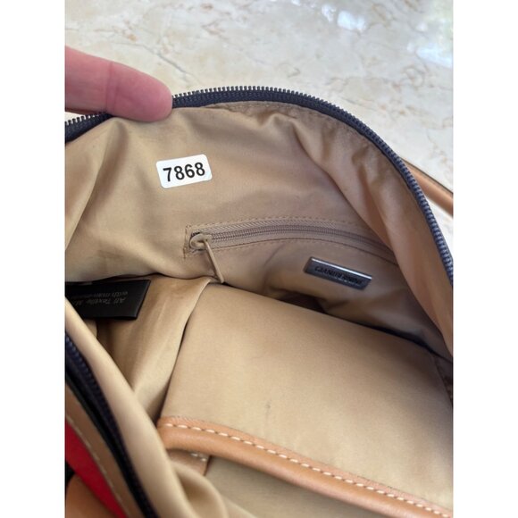 Giani Bernini Red & Black Striped Tote Bag With Tan Handles - Picture 3 of 9